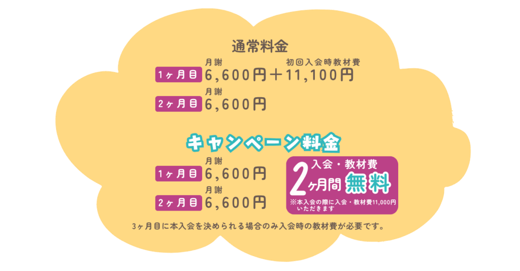 kashiko™︎メソッド教室こども色彩知育®︎クラストライアルキャンペーンの料金詳細